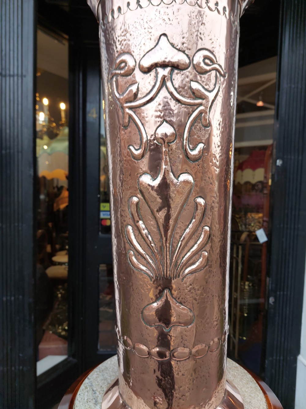 Art Nouveau Beaten Copper Stick and Umbrella Stand View III