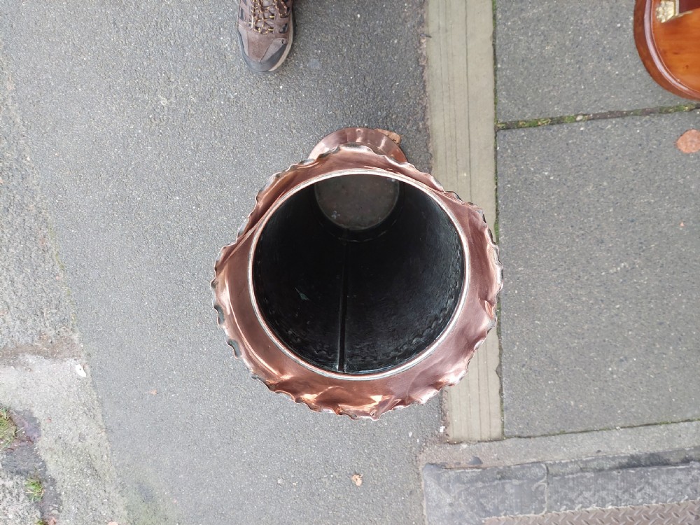 Art Nouveau Beaten Copper Stick and Umbrella Stand View V