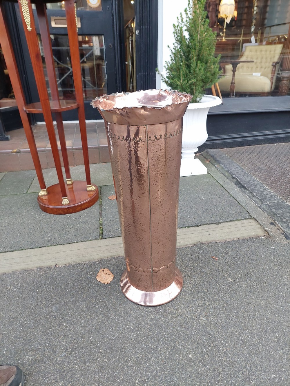 Art Nouveau Beaten Copper Stick and Umbrella Stand View VIII