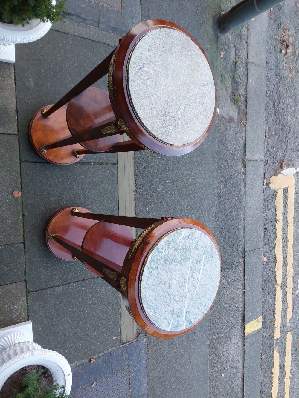 Pair of Late 19thC French Ormolu Mounted Mahogany Torcheres View X