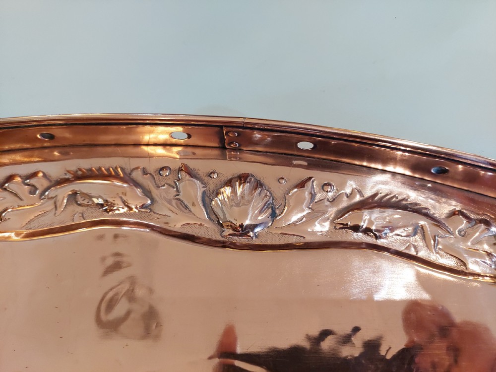 Arts and Crafts Newlyn Copper Oval Embossed Tray  View III
