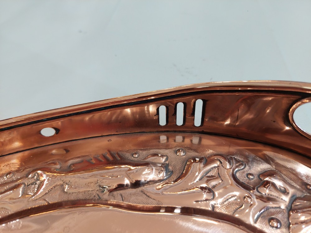 Arts and Crafts Newlyn Copper Oval Embossed Tray  View V