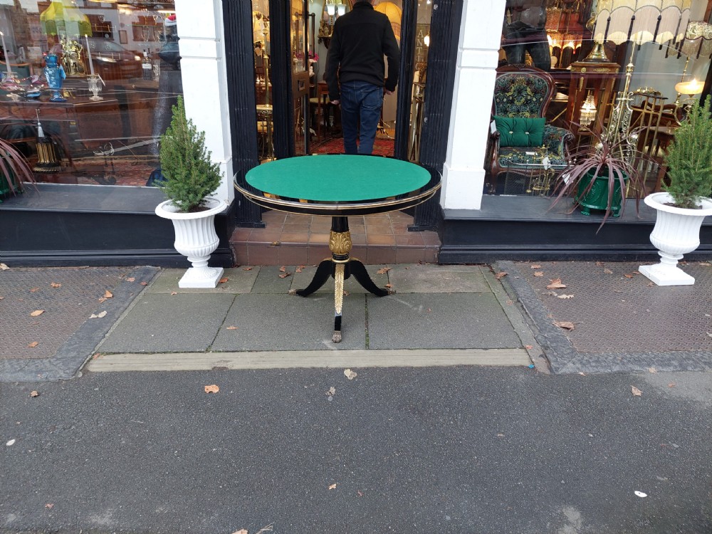 19thC Italian Parcel Gilt Marquetry Inlaid Ebonised Card Table View XI