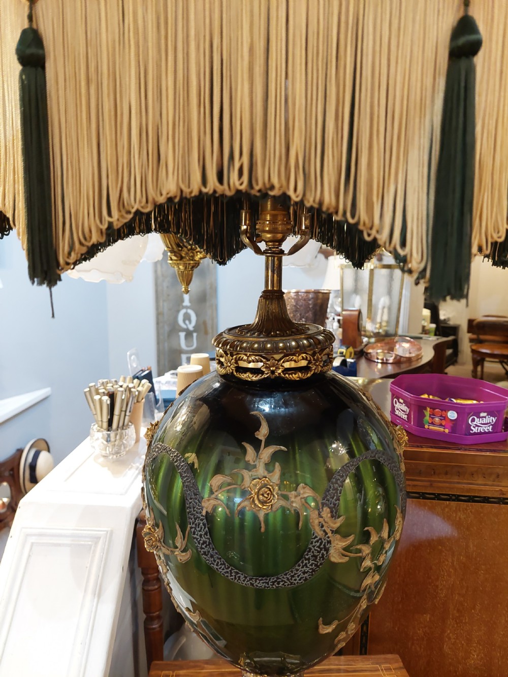 Early 20thC American Overlaid Glass Table Lamp View V