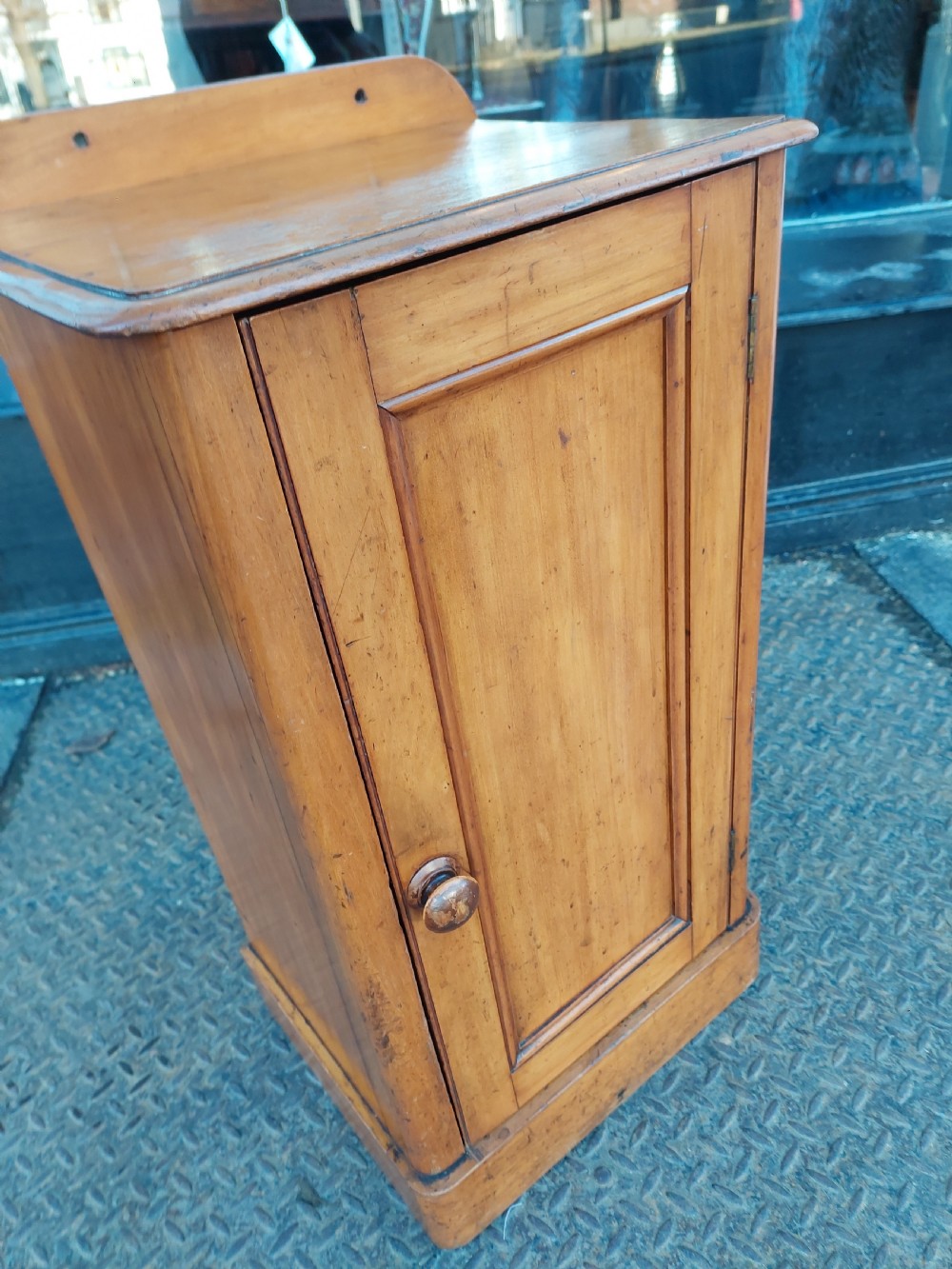 Victorian Pine Bedside Cabinet  on Plinth Base View III