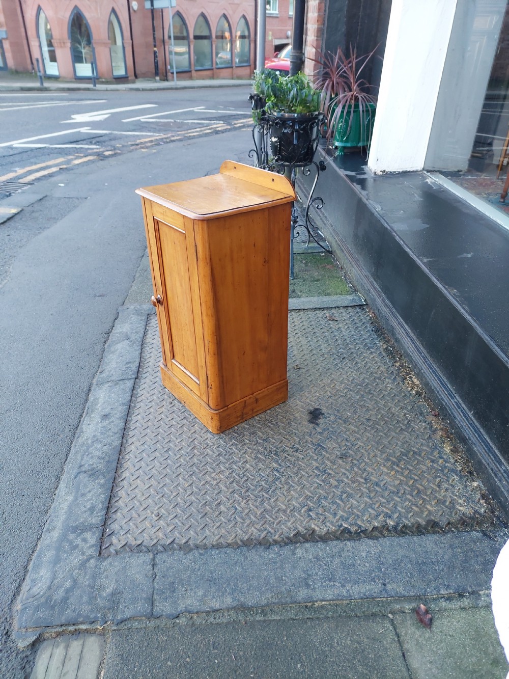 Victorian Pine Bedside Cabinet  on Plinth Base View V