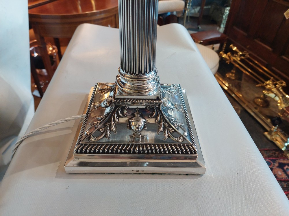 Early 20thC Silver Plated Candlestick Lamp View VI