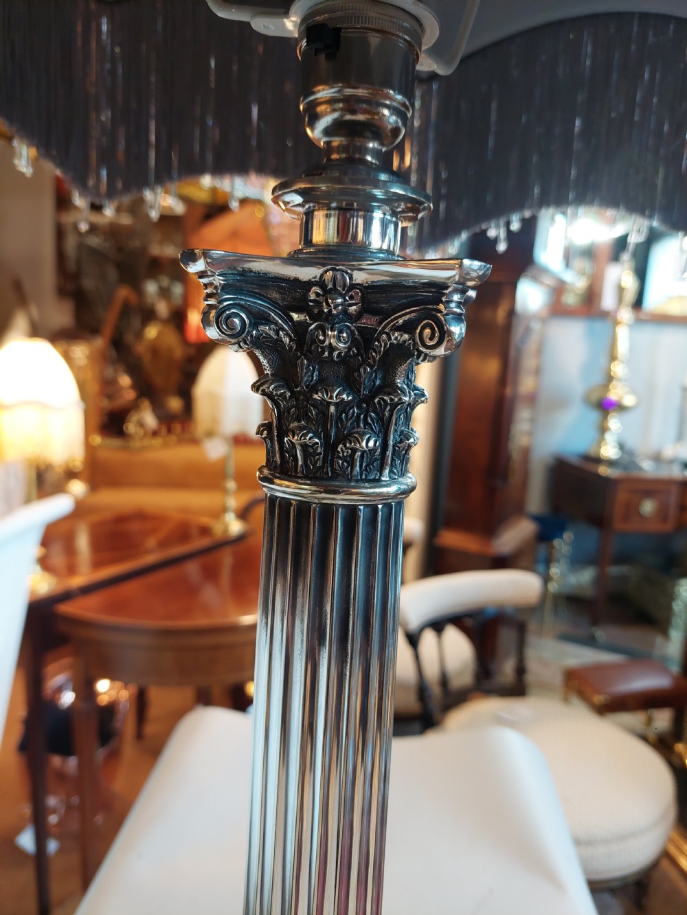 Early 20thC Silver Plated Candlestick Lamp View VIII