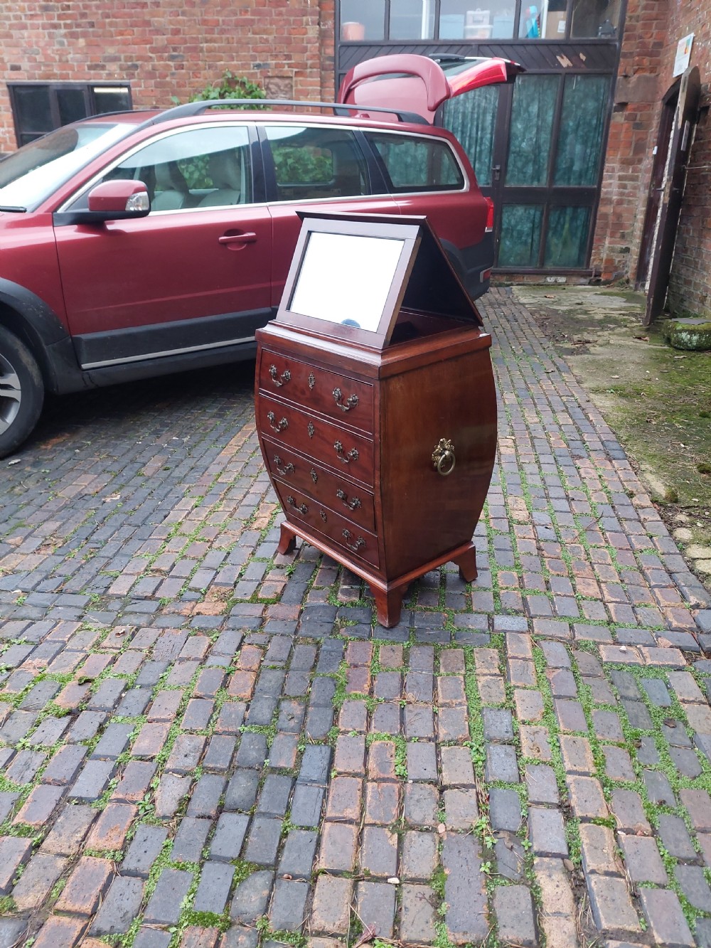George III and Later Mahogany Bombe Chest of Drawers View V