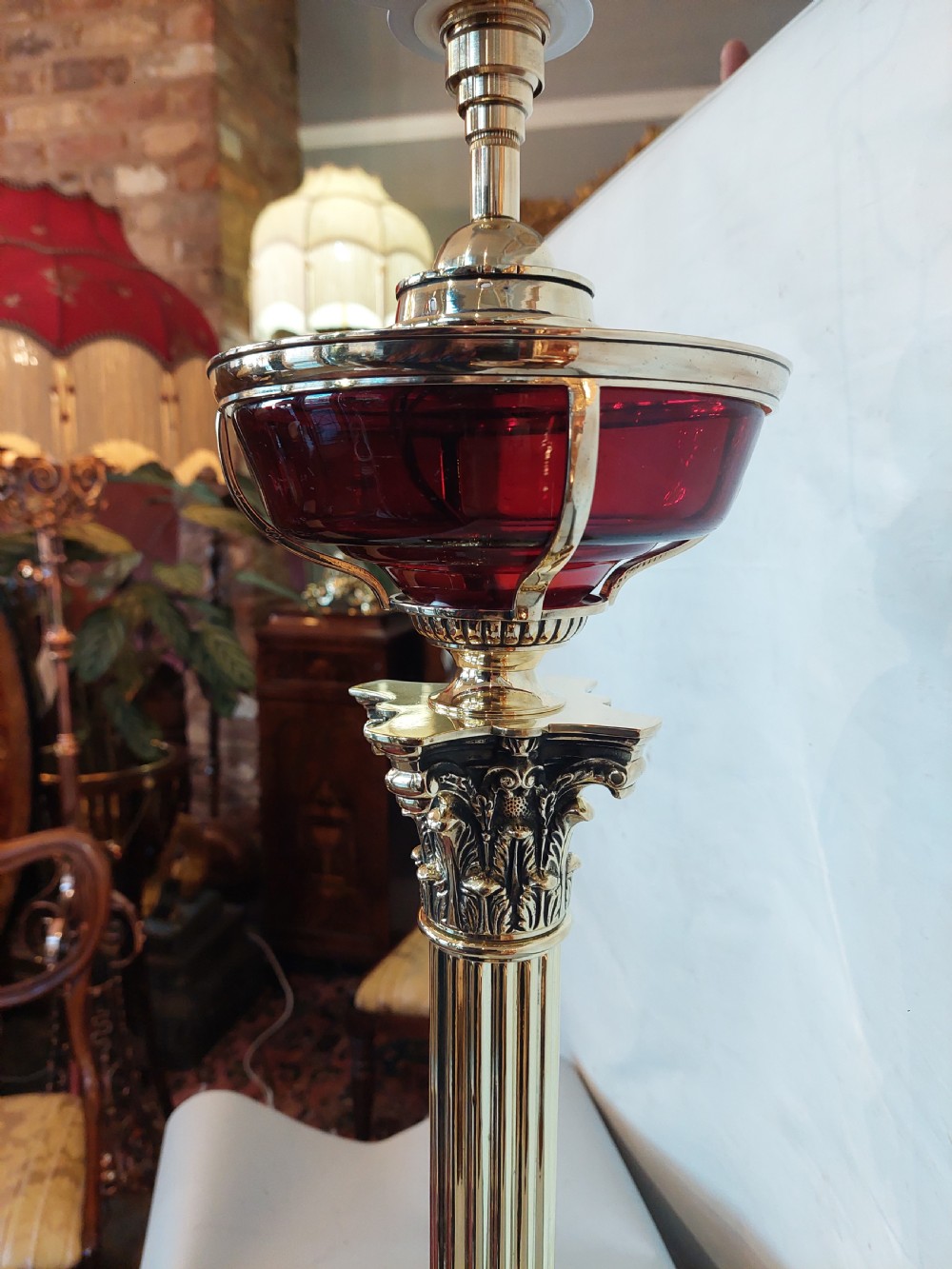 Late 19thC Brass Oil Table Lamp View IX