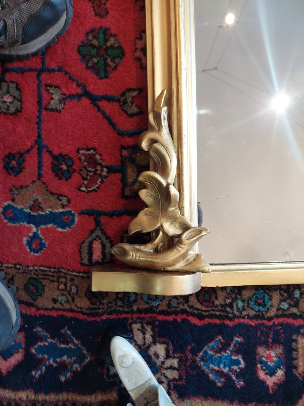 19th Century Carved Giltwood Overmantle Mirror View IV