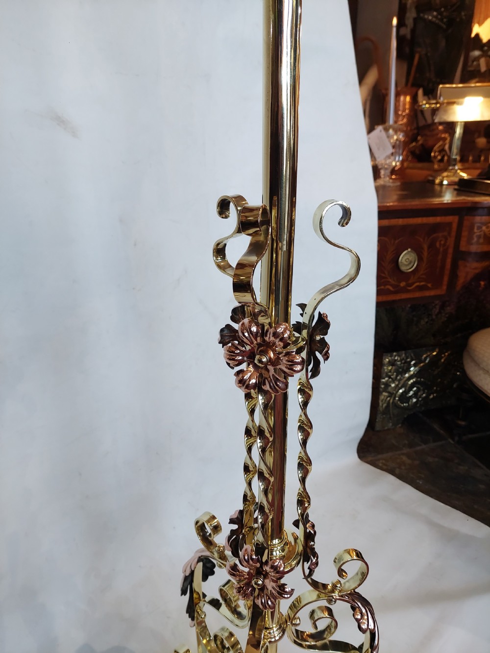 Arts and Crafts Brass and Copper Adjustable Standard Lamp View III