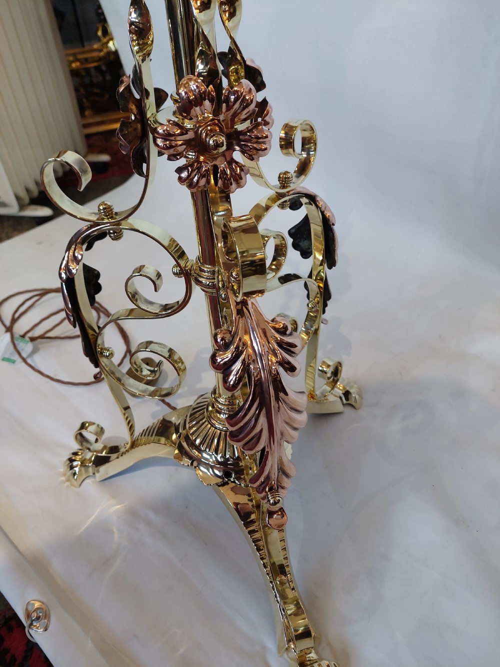 Arts and Crafts Brass and Copper Adjustable Standard Lamp View VI