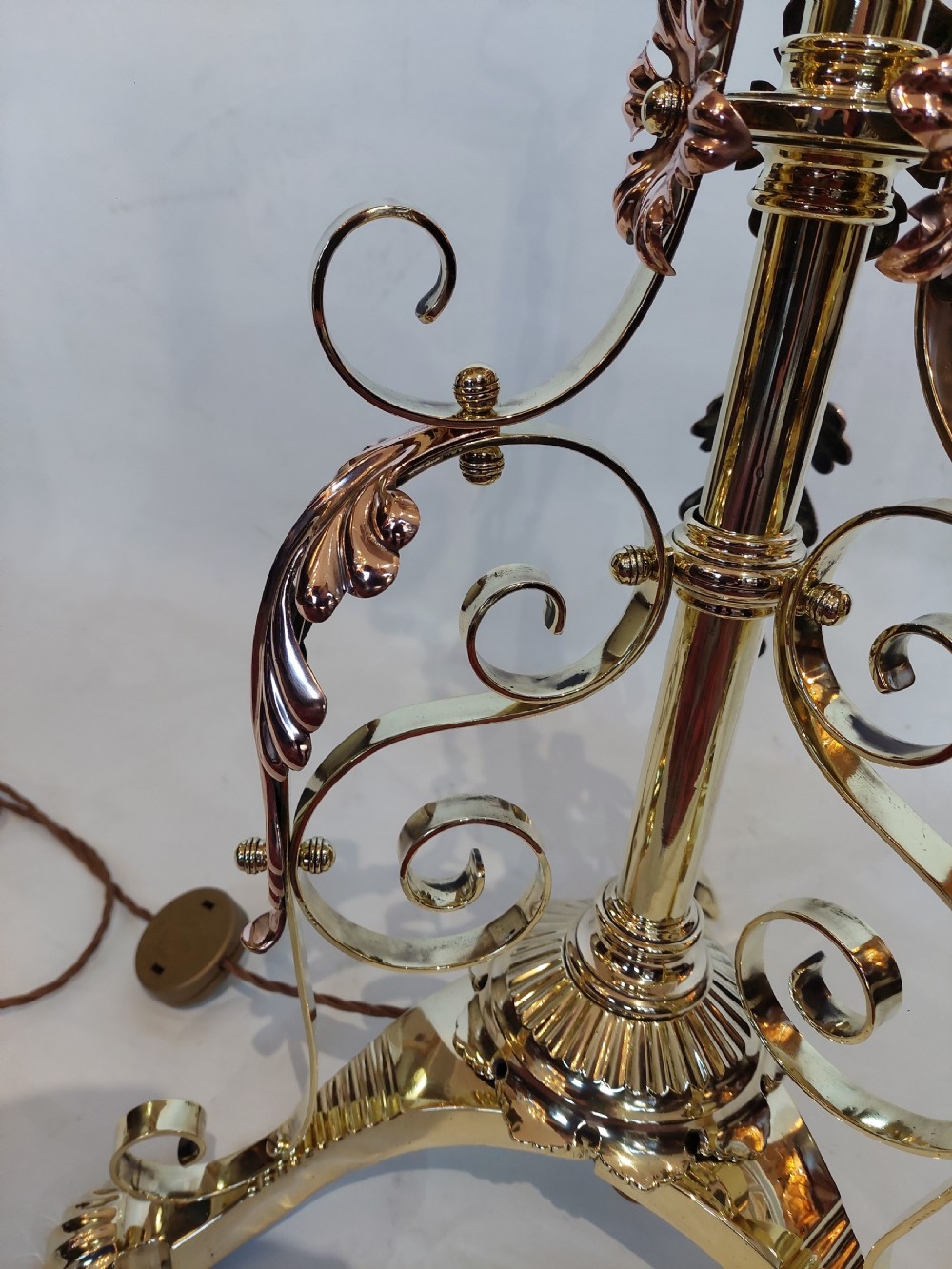 Arts and Crafts Brass and Copper Adjustable Standard Lamp View VIII