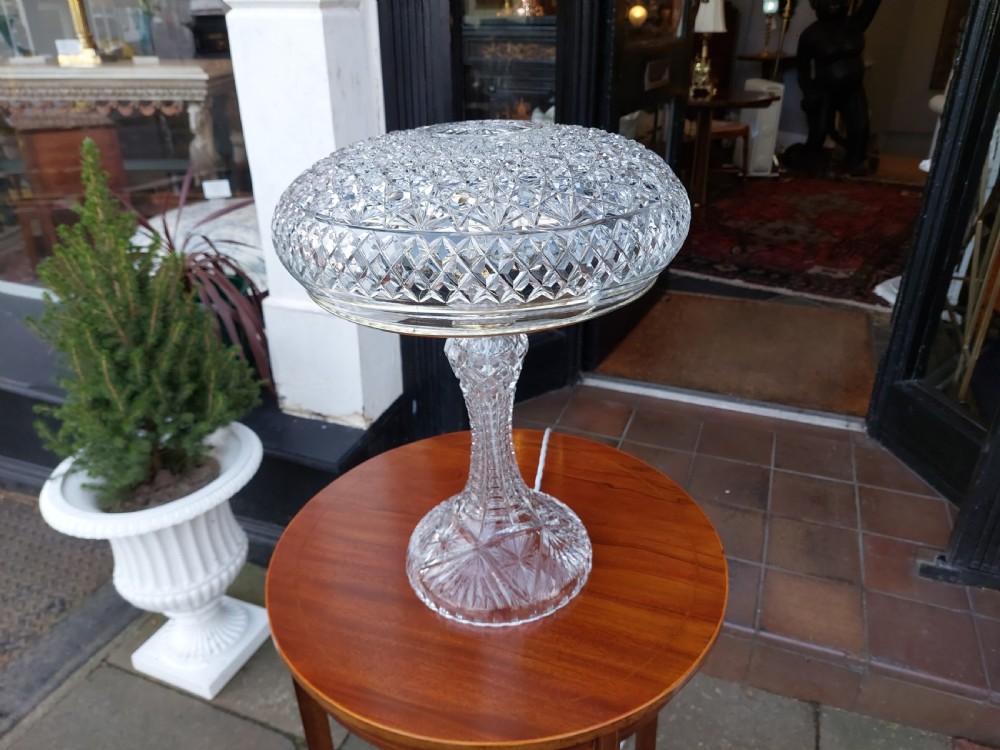 1920's Cut Glass Mushroom Lamp  View III