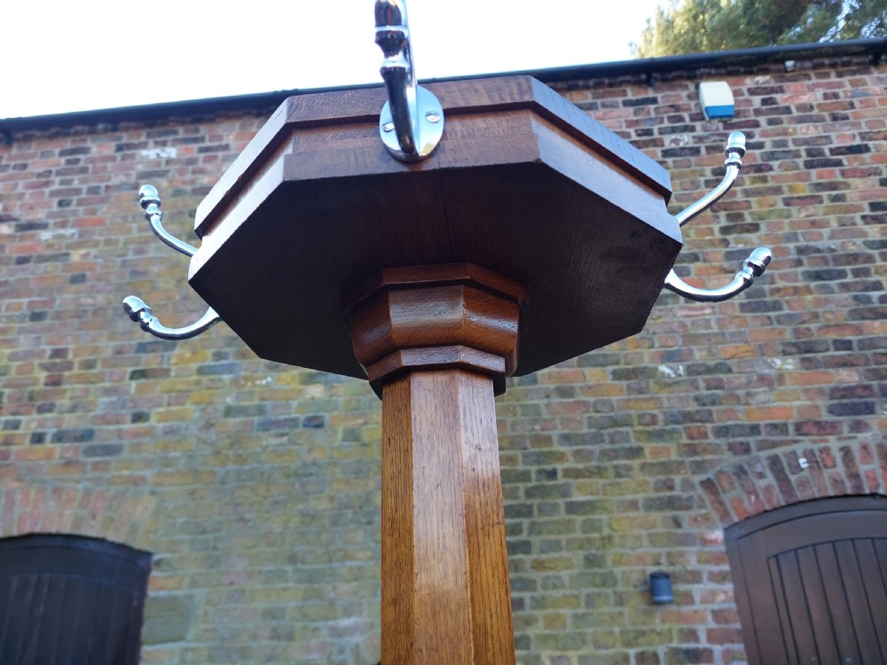 Arts & Crafts Oak Coat Rack & Umbrella Stick Stand View V