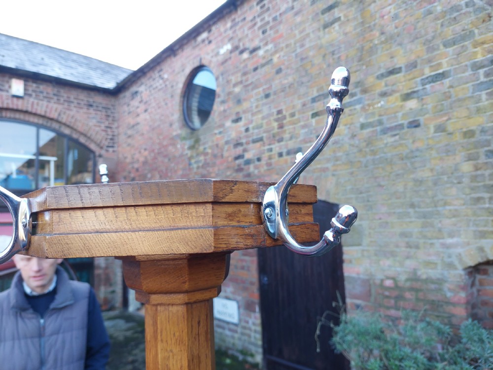 Arts & Crafts Oak Coat Rack & Umbrella Stick Stand View VI