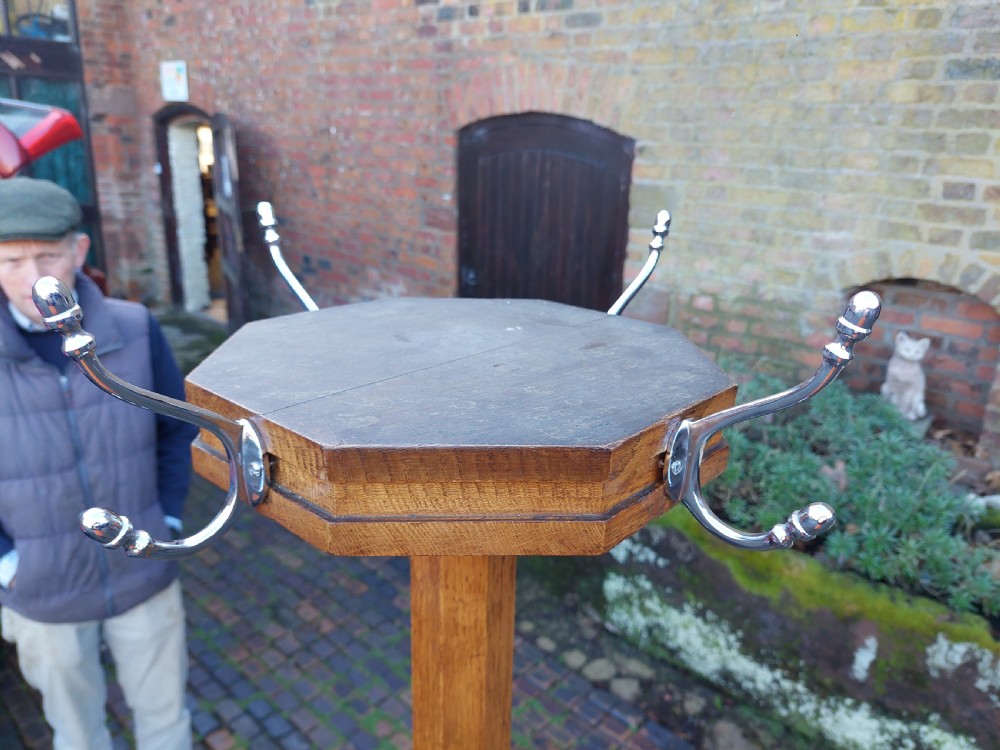 Arts & Crafts Oak Coat Rack & Umbrella Stick Stand View VII