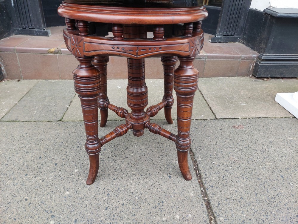 Late 19thC Circular Walnut Revolving Piano Stool View II