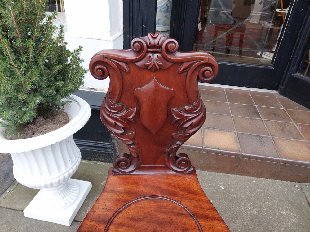 Pair of William IV Mahogany Hall Chairs View II