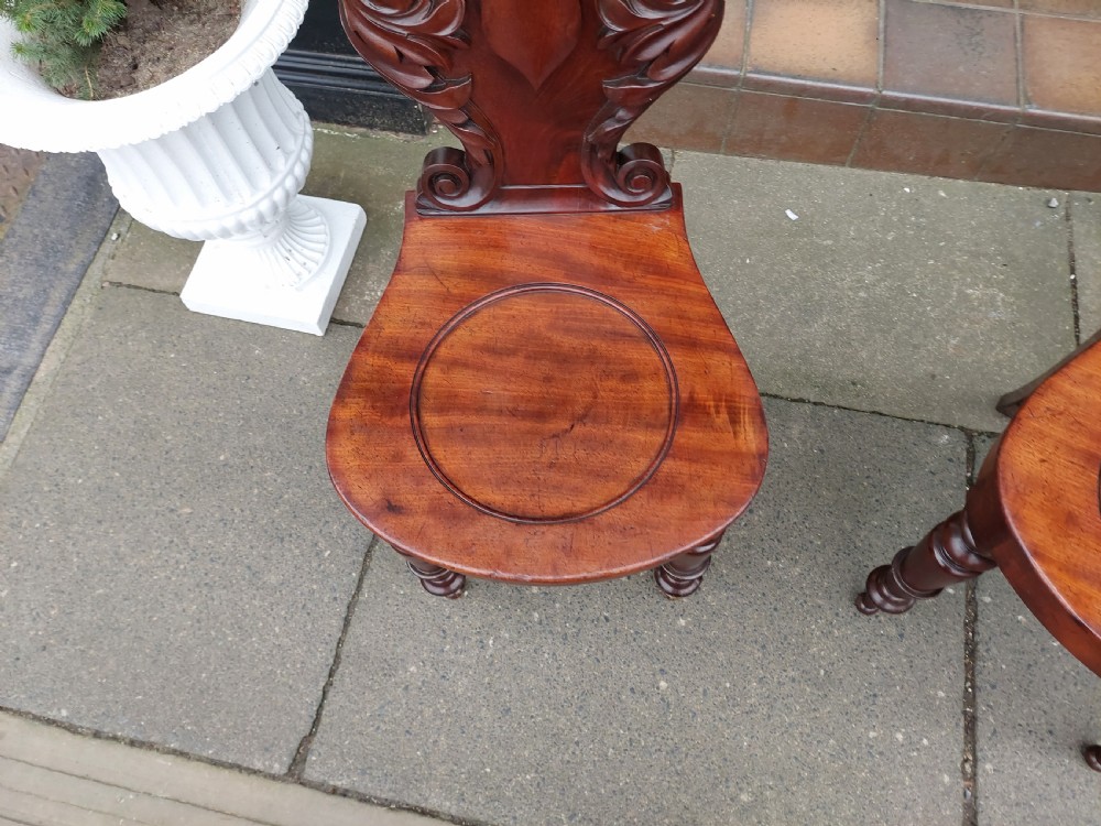 Pair of William IV Mahogany Hall Chairs View III