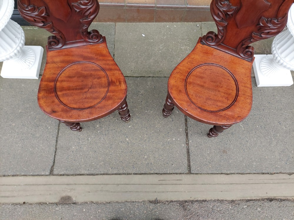 Pair of William IV Mahogany Hall Chairs View IV