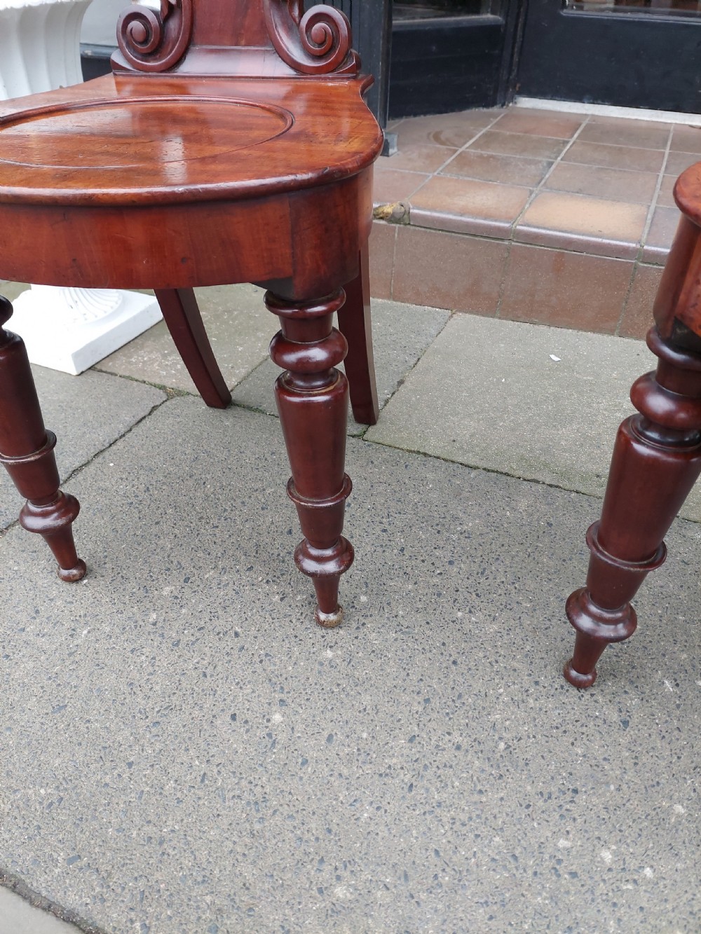 Pair of William IV Mahogany Hall Chairs View V