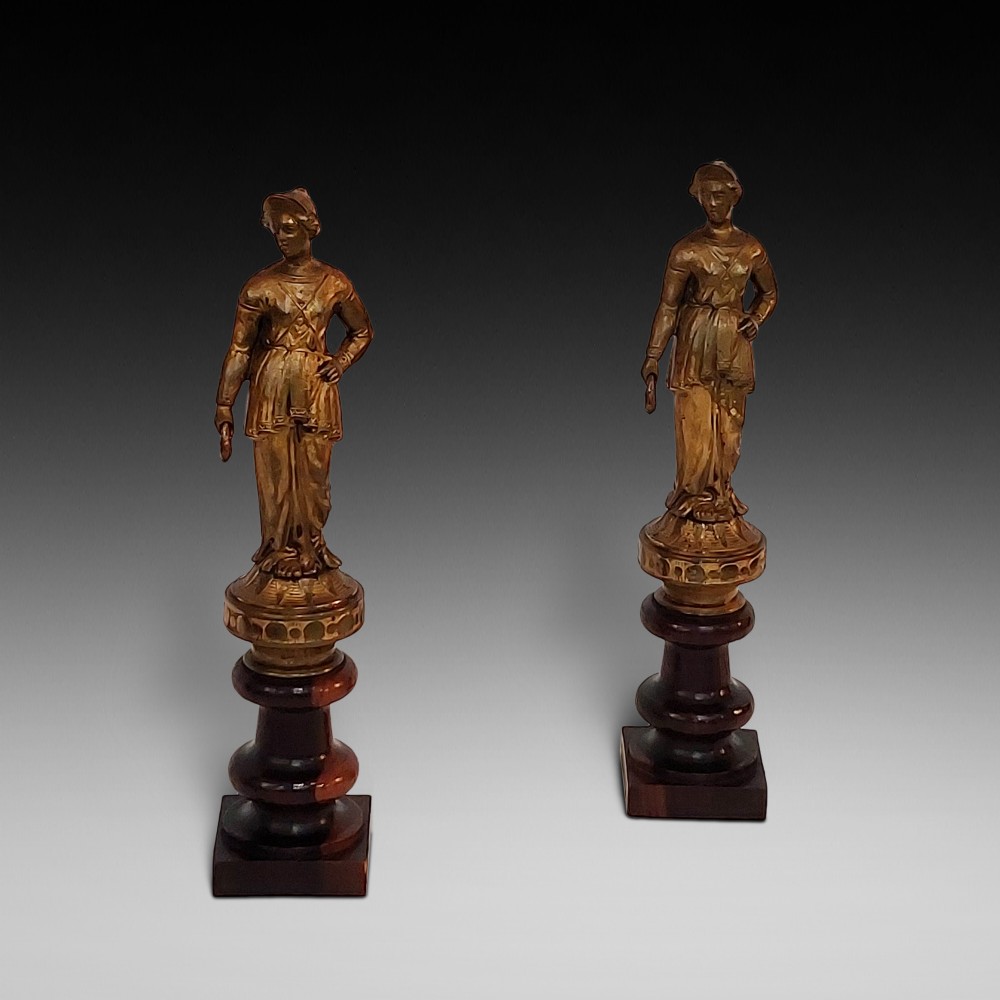 Pair of 19thC French Gilt Bronze Figural Sculptures