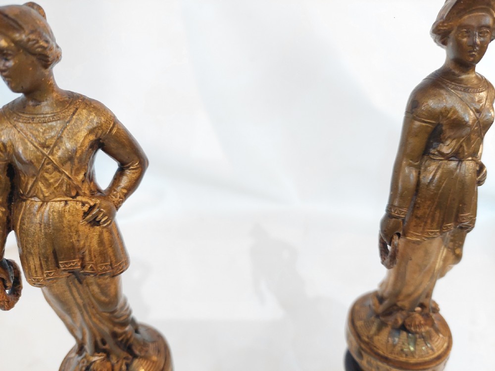 Pair of 19thC French Gilt Bronze Figural Sculptures View V