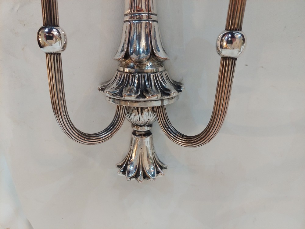 Pair of Early 20thC Silver Plated Neoclassical Wall Lights View IV