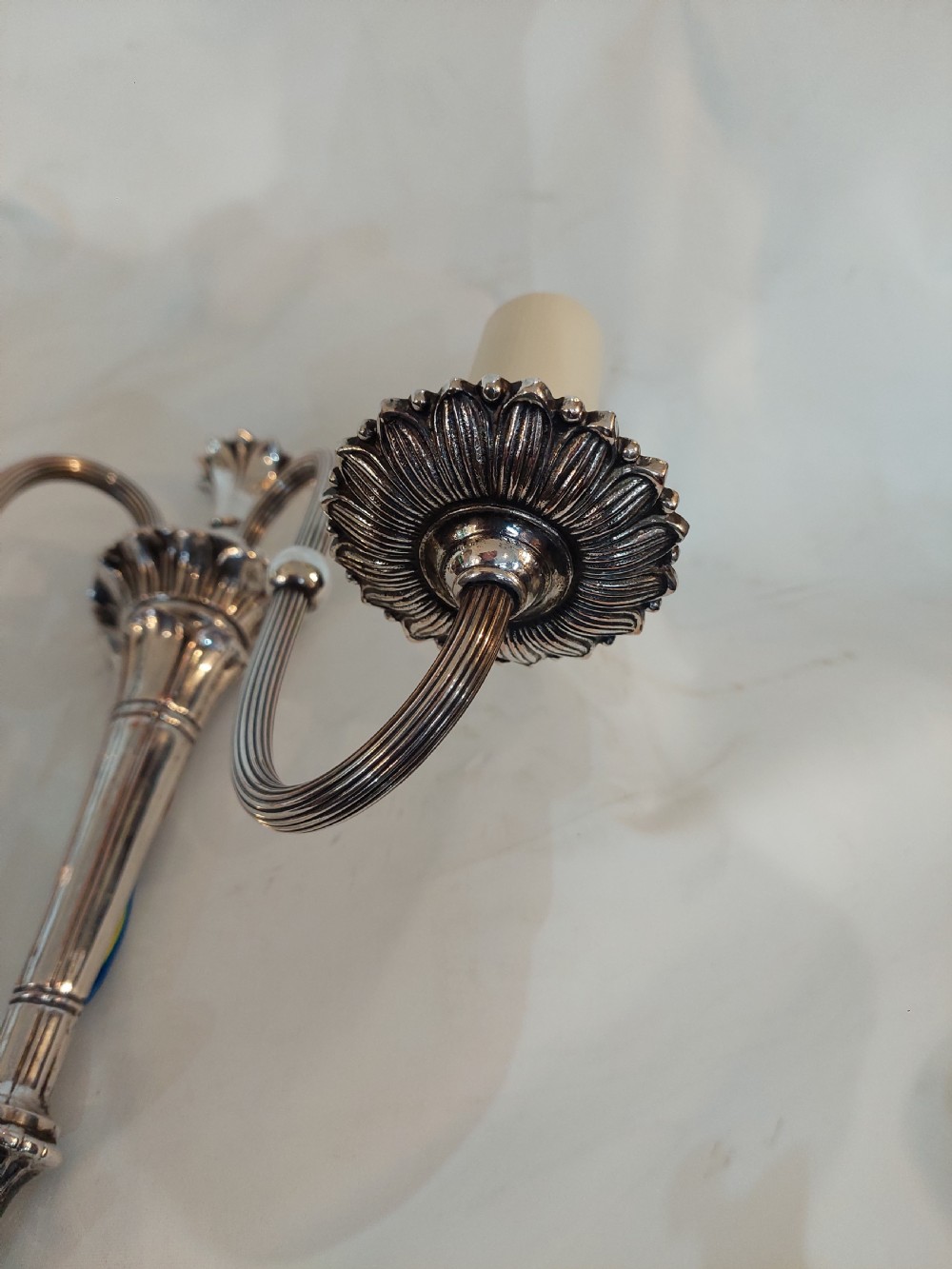 Pair of Early 20thC Silver Plated Neoclassical Wall Lights View V