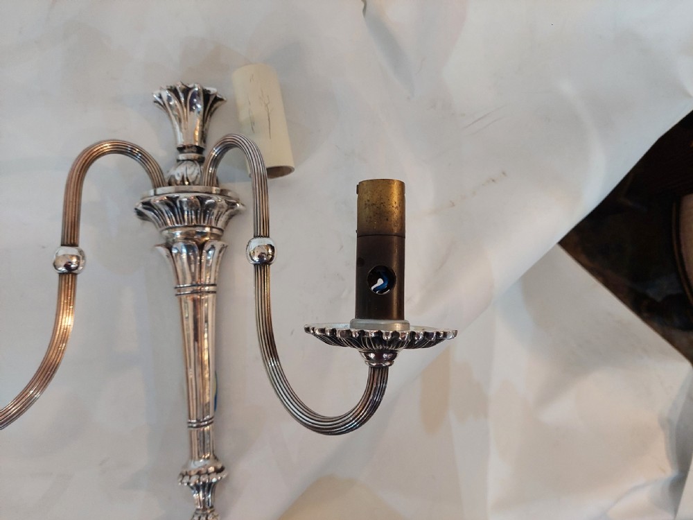 Pair of Early 20thC Silver Plated Neoclassical Wall Lights View VII