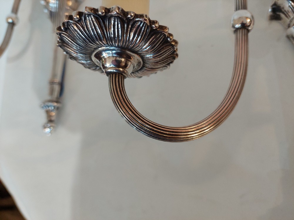 Pair of Early 20thC Silver Plated Neoclassical Wall Lights View VIII