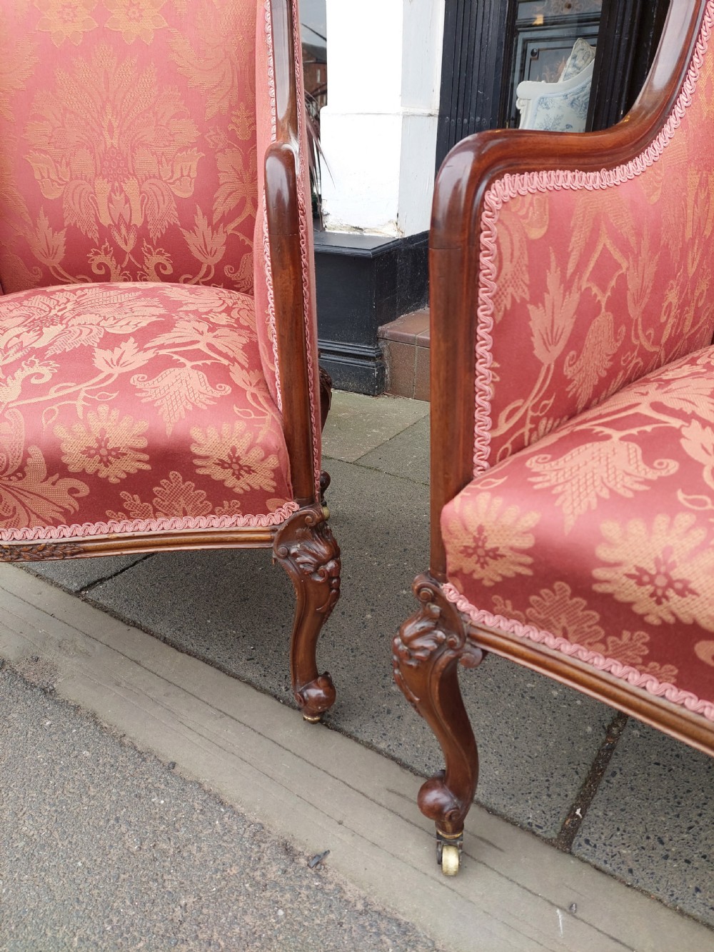 Pair of Late 19thC Carved Mahogany Salon Chairs View III