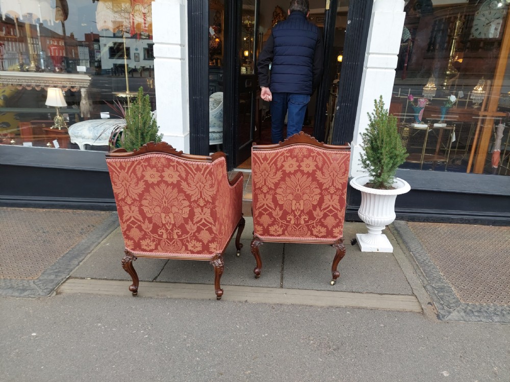 Pair of Late 19thC Carved Mahogany Salon Chairs View IX
