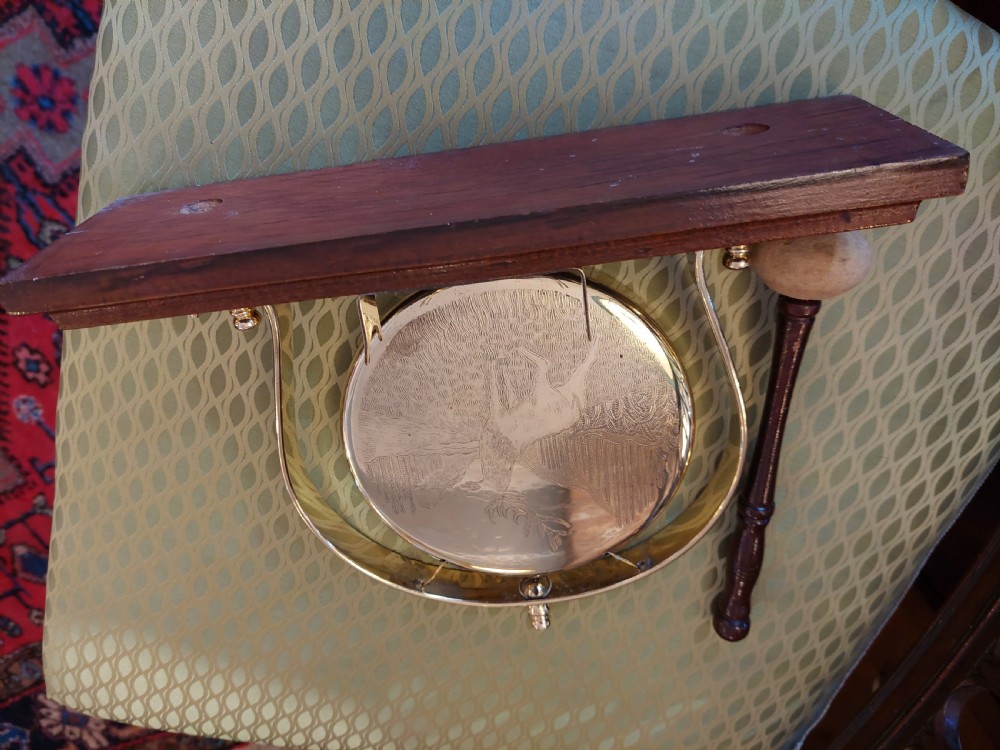Early 20thC Brass and Mahogany Gong  View III