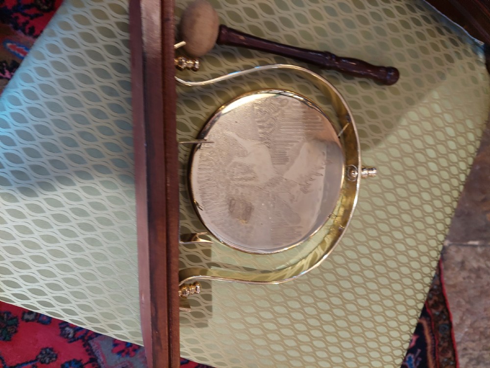 Early 20thC Brass and Mahogany Gong  View IV
