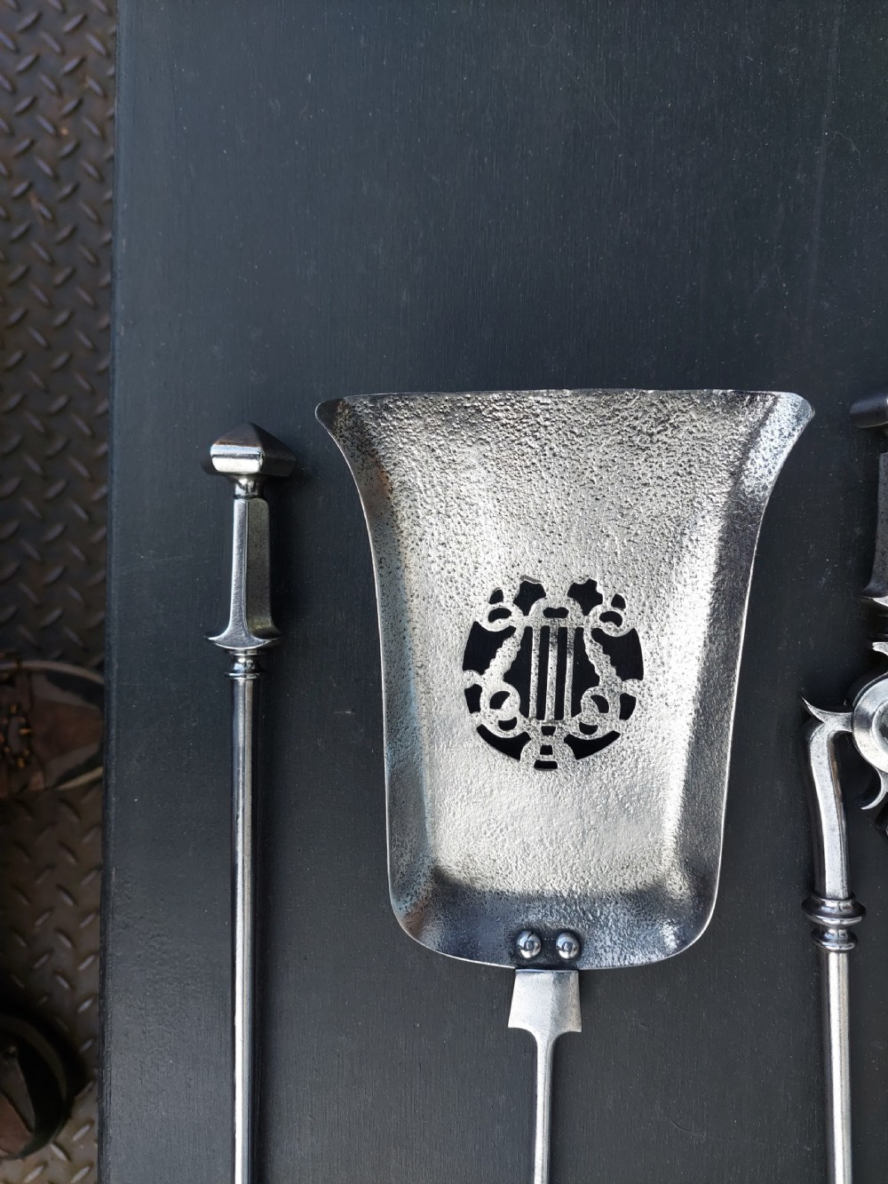 Set of 3 Georgian Burnished Steel Fire Irons View III