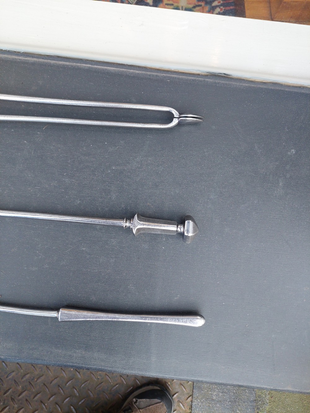 Set of 3 Georgian Burnished Steel Fire Irons View V