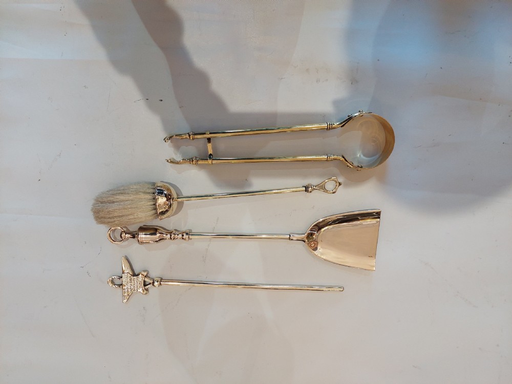 Late 19thC Brass Fireside Companion Set View V
