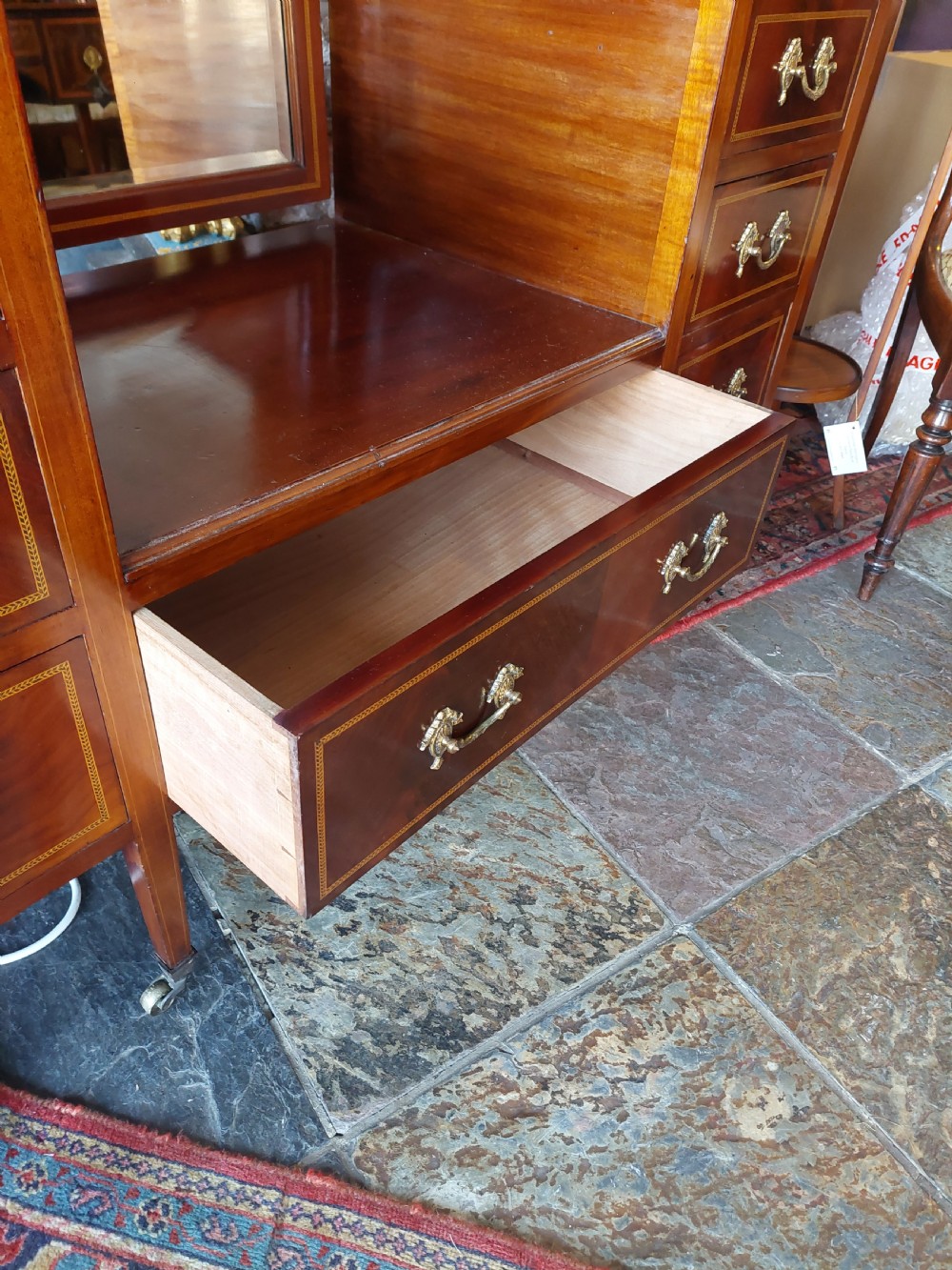 Mahogany Edwardian Mirrored Dressing Table View IV
