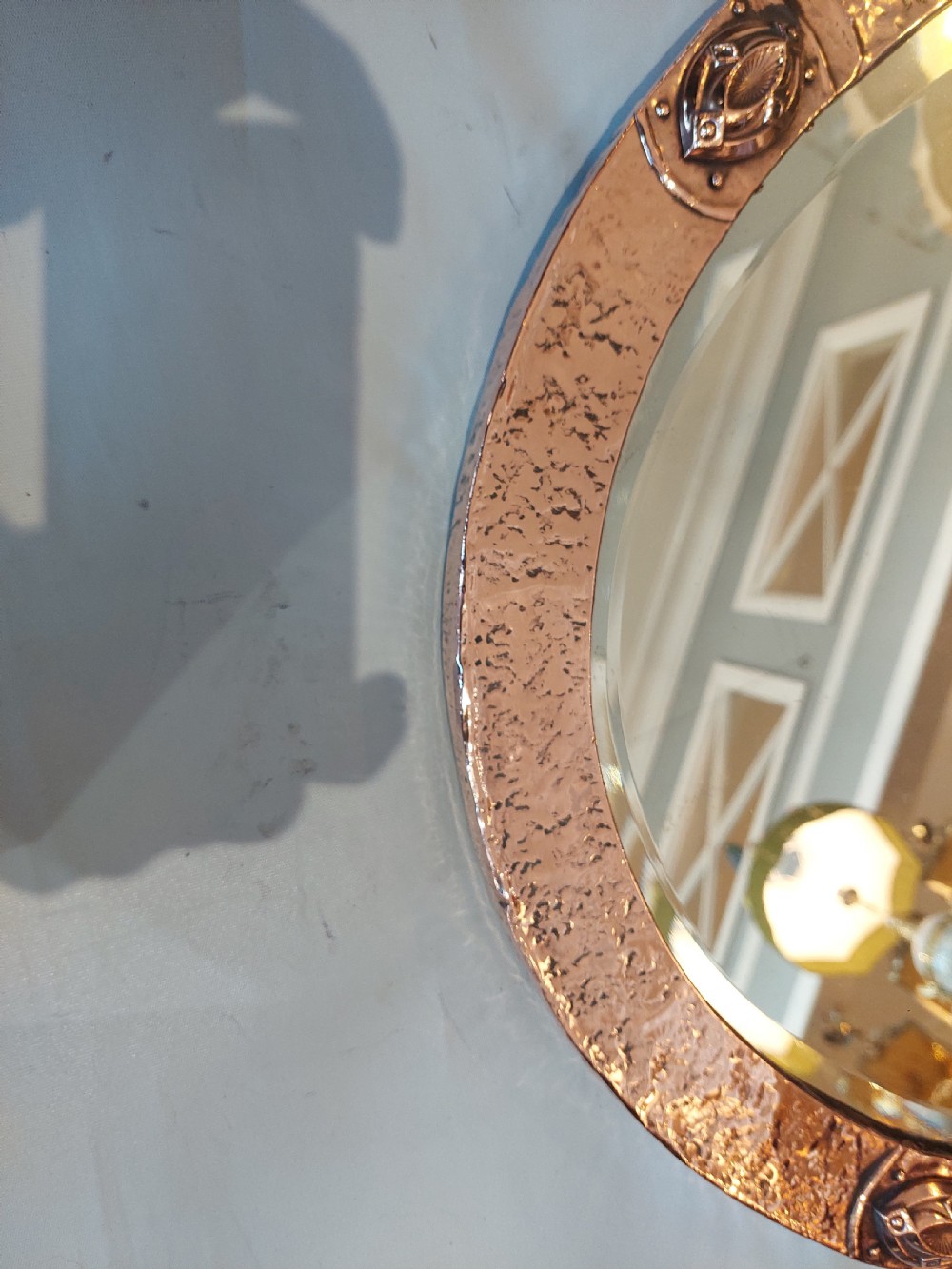 Arts and Crafts Beaten Copper Framed Mirror  View III