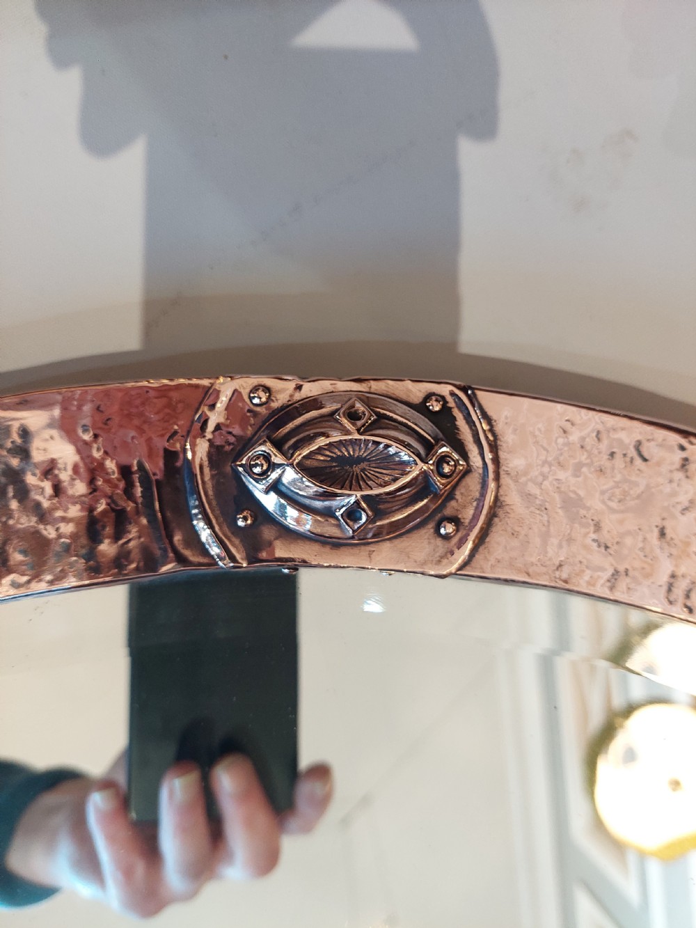 Arts and Crafts Beaten Copper Framed Mirror  View VI