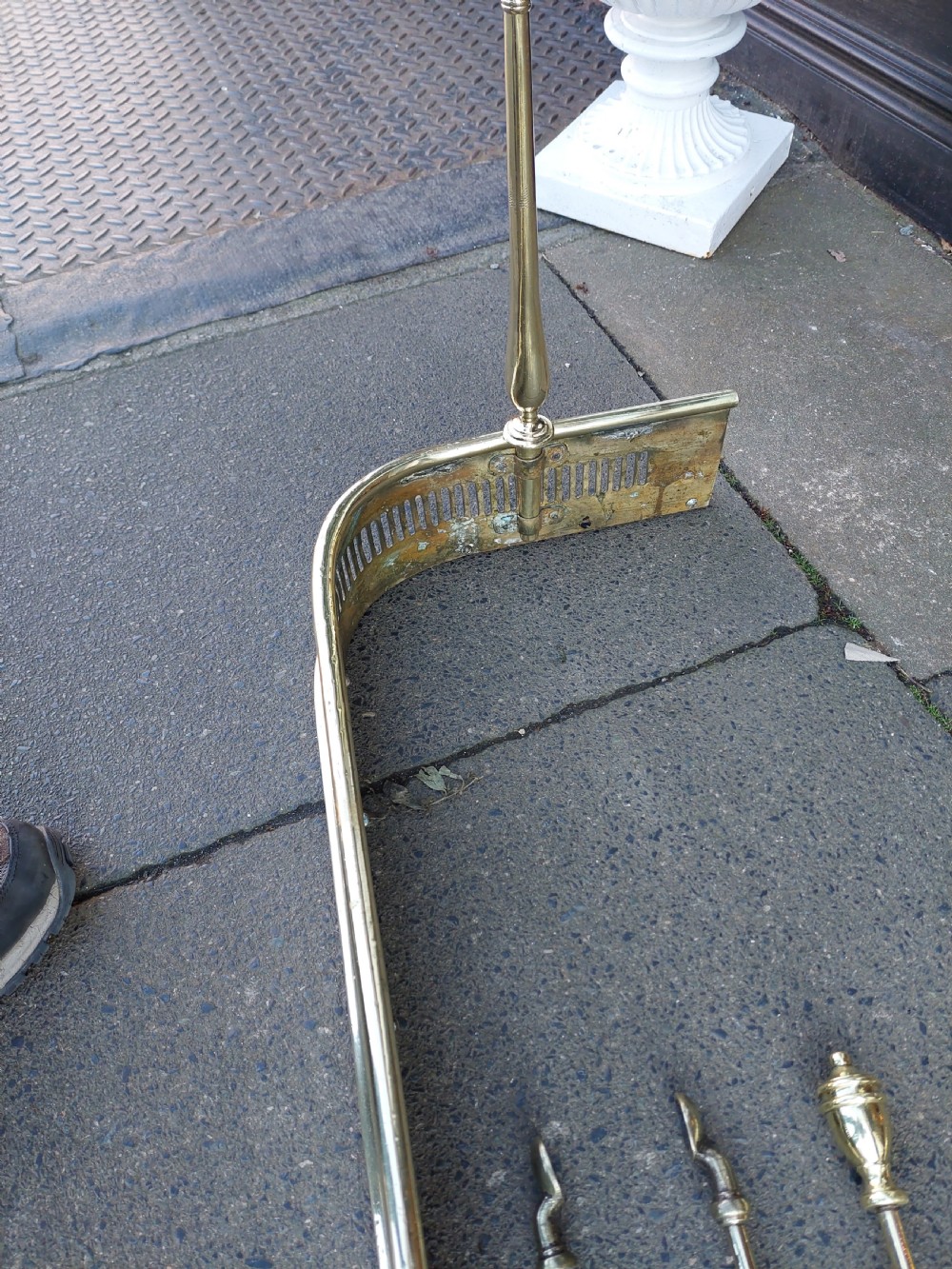 Late Victorian Brass Fender & Fire Tools View IV