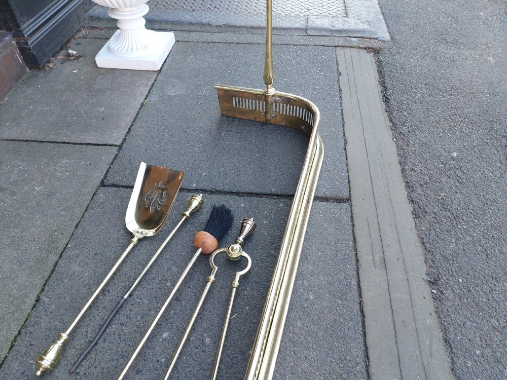 Late Victorian Brass Fender & Fire Tools View V