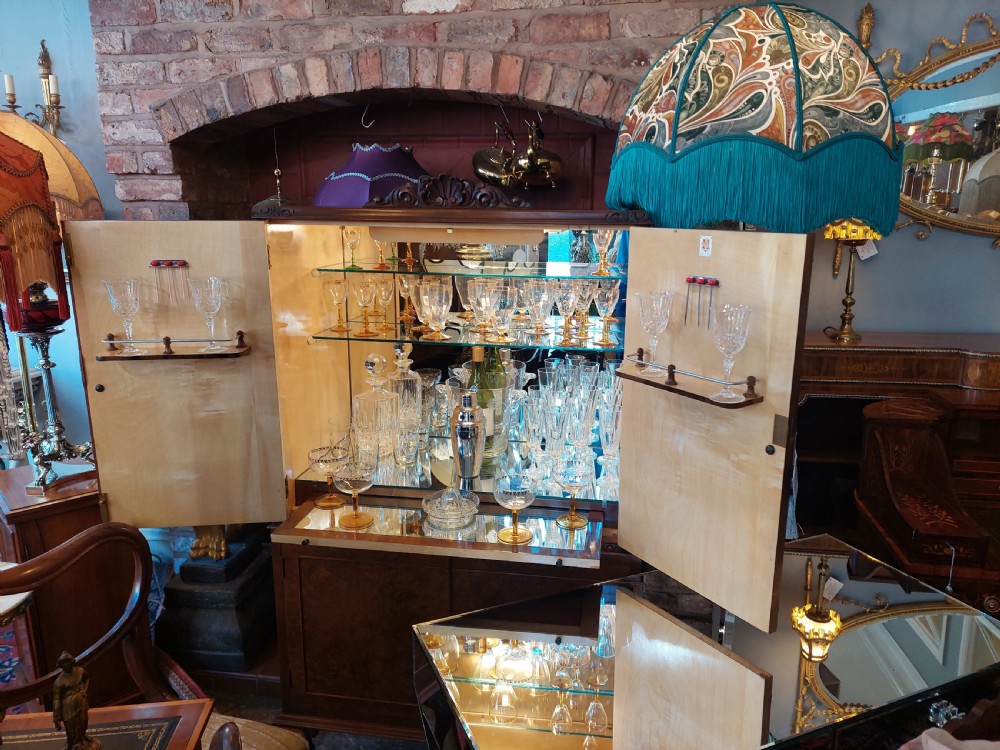 1920's  Burr Walnut Veneered Cocktail Drinks Cabinet View II