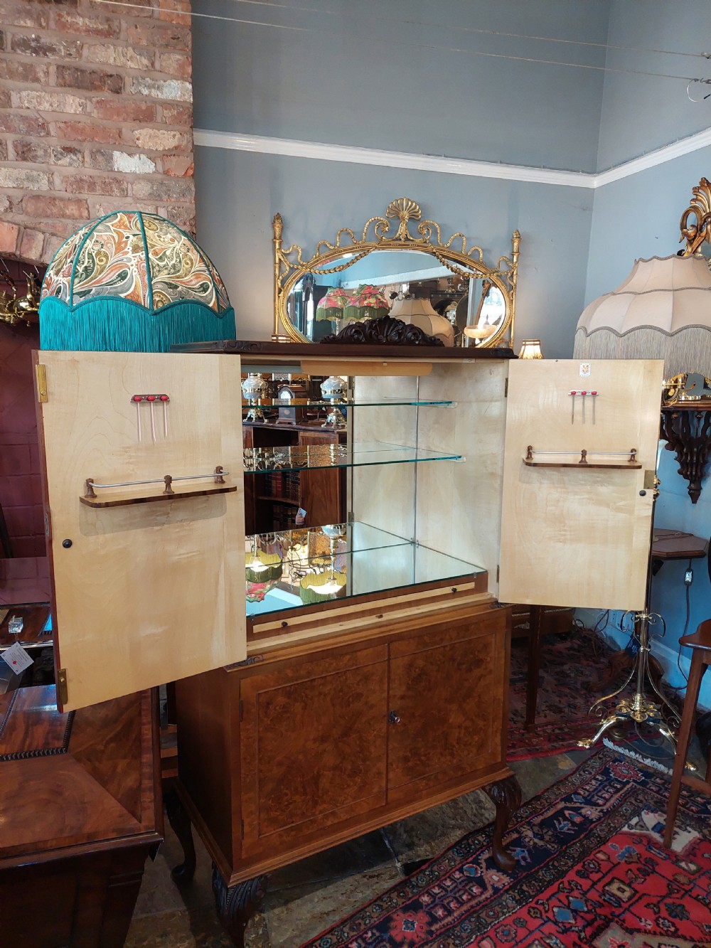 1920's  Burr Walnut Veneered Cocktail Drinks Cabinet View III