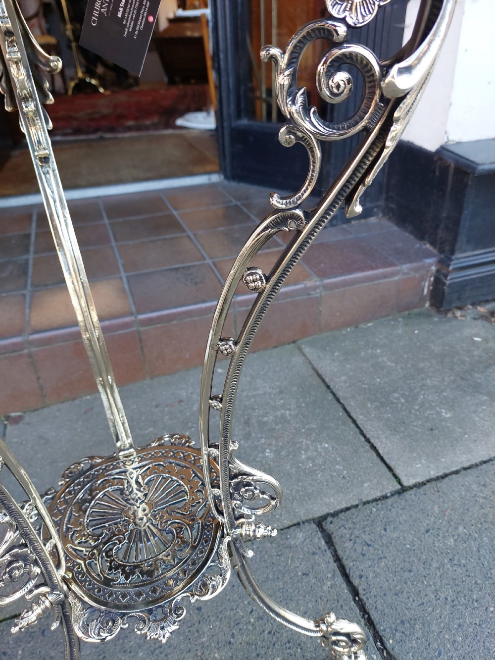 Early 20thC Ornate Cast Brass Plant Stand View VIII