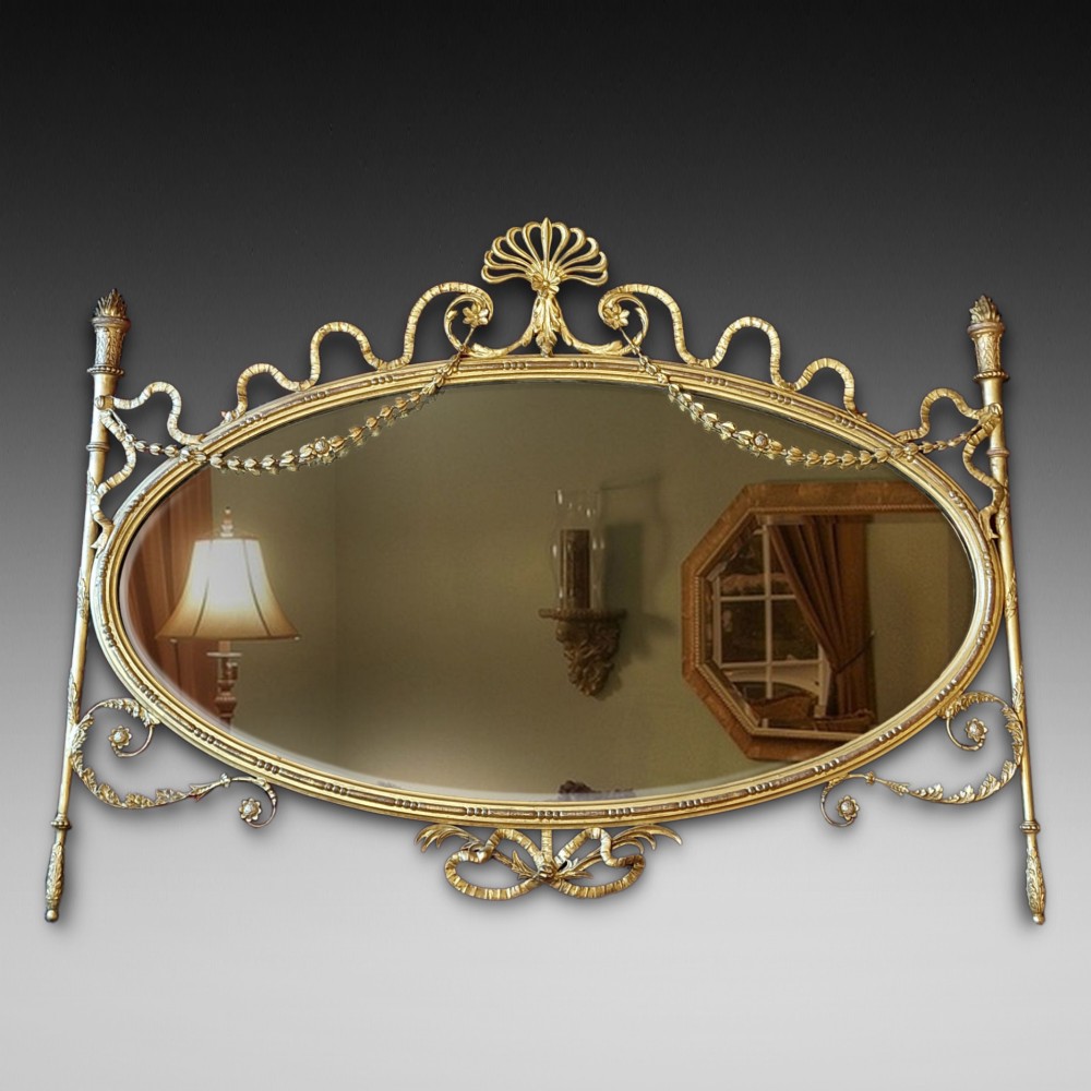 Ornate gilt 19th Century Overmantel Mirror