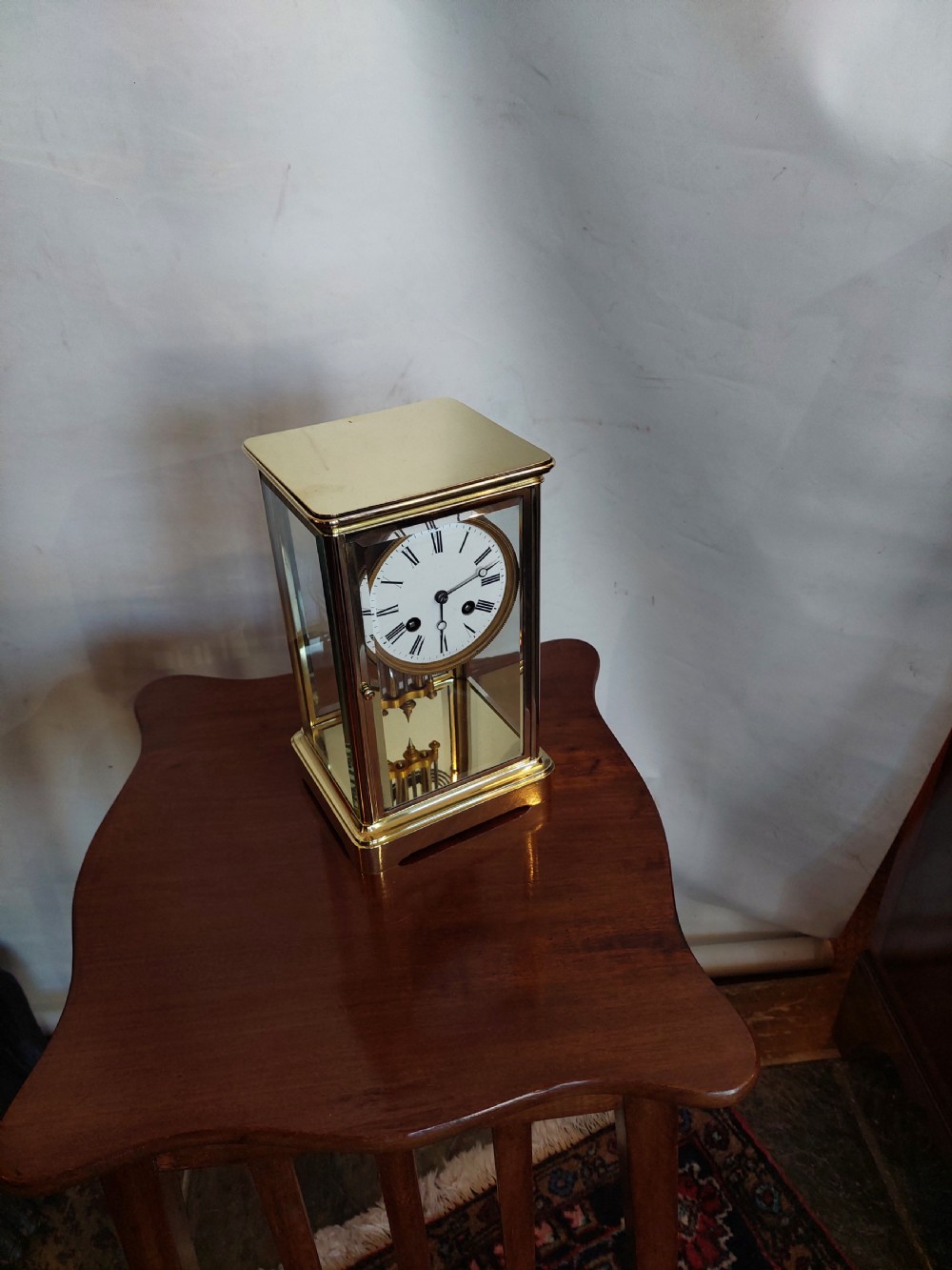 Late 19thC French Glass & Brass Cased Mantel Clock View II